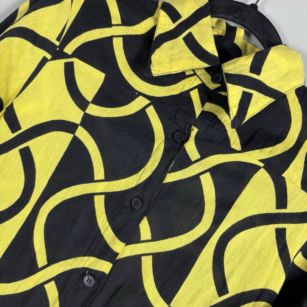 Step In Style Women's Small Yellow Black Artsy Lagenlook High‎ Low Midi Dress